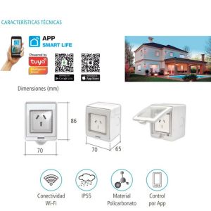 TOMACORRIENTE SMART WIFI DE EXTERIOR P/ APLICAR16A IP65 TBCIN - Vista 2