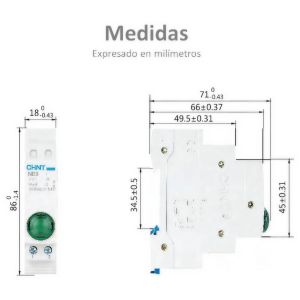 INDICADOR P/RIEL MODULO DIN LED CHINT - Vista 3