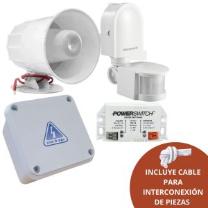 KIT ALARMA C/ SIRENA CON SENSOR DE MOVIMIENTO COLOR BLANCO - Vista 2