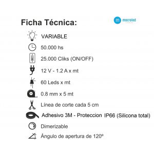 CINTA LED 72W 12V 5050 IP 66 X 5 MTS MACROLED - Vista 14