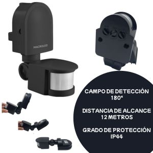 KIT ALARMA PARA OBRAS CONSTRUCCIONES TERRENOS C/ REFLECTOR LED 20W Y SENSOR DE MOVIMIENTO NEGRO - Vista 5
