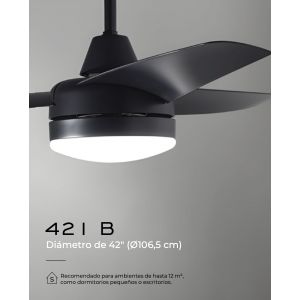 VENTILADOR DE TECHO NEGRO 421B CON LUZ 42” MOTOR DE ALTA EFICIENCIA LEUK