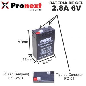 BATERIA DE GEL DE 6V 2.8 AH PRESS - Vista 3