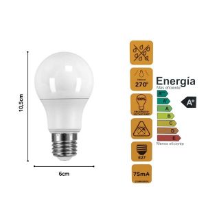 LAMPARA BULBO LED 10 WATT CANDELA COLOR CALIDO X5 UNIDADES - Vista 3