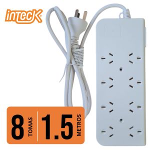 PROLONGADOR MULTIPLE 8 TOMAS BLANCO 1,5 MTS DE CABLE 3X0,75MM C/ PROTECTOR TERMICO - Vista 3