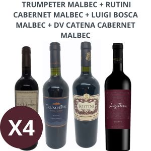VINO TRUMPETER MALBEC + RUTINI CABERNET MALBEC + LUIGI BOSCA MALBEC + DV CATENA CABERNET MALBEC - Vista 1
