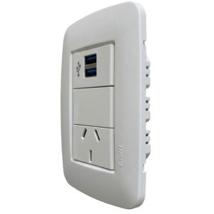 SET ARMADO LINEA DUNA 1 USB DOBLE 2 A + 1 TOMA 10A EXULTT - Vista 2
