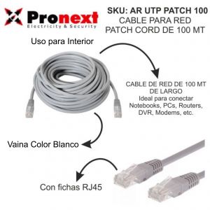 CABLE PARA RED PATCH CORD DE 100 METROS PRONEXT - Vista 1
