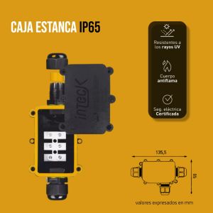 CAJA ESTANCA IP65 3 PINES CON PROTECCION UV 1 ENTRADA 2 SALIDAS INTEK - Vista 4