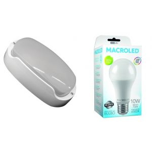 TORTUGA EXTERIOR BLANCO STAR BOX + LAMPARA 9.5W FRIA E27 MACROLED - Vista 1