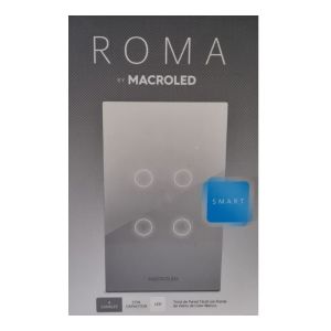 LLAVE LUZ PARED INTERRUPTOR WIFI TOUCH SMART 4 CANAL C/ CAPACITOR 7A MACROLED ROMA - Vista 5