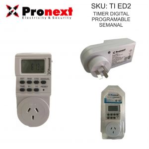 TIMER DIGITAL PROGRAMABLE ENCHUFABLE PRONEXT - Vista 1