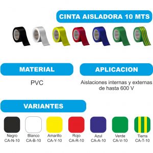 CINTA AISLADORA PVC 10 MTS INTECK - Vista 21