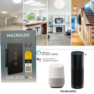 LLAVE LUZ PARED INTERRUPTOR WIFI TOUCH SMART 3 CANAL C/ CAPACITOR 7A MACROLED ROMA - Vista 8