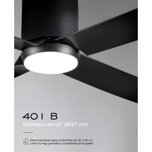 VENTILADOR DE TECHO NEGRO 401B CON LUZ 50” MOTOR DE ALTA EFICIENCIA LEUK