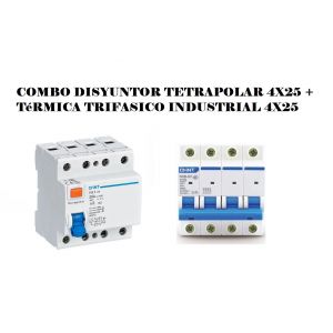 COMBO DISYUNTOR TETRAPOLAR 4X25 + TéRMICA TRIFASICO INDUSTRIAL 4X25A - Vista 1