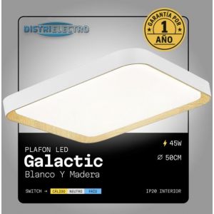 PLAFON LED ACERO BLANCO Y MADERA 45W GALACTIC DISEÑO CUADRADO MODERNO - Vista 3