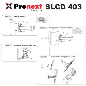 SOPORTE LCD SLCD403 DE 15" A 40" BRAZO EXTEN. C/ INCLINACION PRONEXT - Vista 3