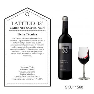 VINO LATITUD 33º CABERNET SAUVIGNON 750 CC - Vista 1