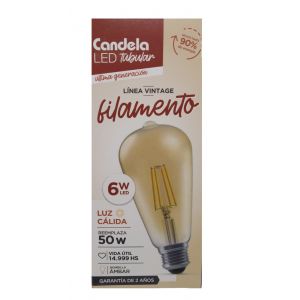 LAMPARA LED TUBULAR FILAMENTO 6W CANDELA - Vista 1