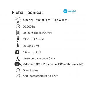 CINTA LED 72W 12V 5050 IP 66 X 5 MTS MACROLED - Vista 5
