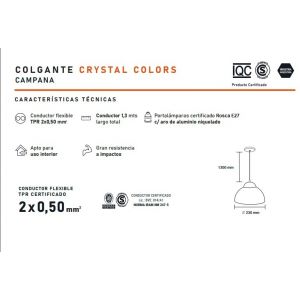 LAMPARA COLGANTE CAMPANA 1 LUZ FLUO AMARILLO STAR BOX - Vista 1