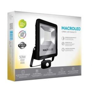 REFLECTOR LED SMD 50W IP65 CON SENSOR MOVIMIENTO MACROLED - Vista 1