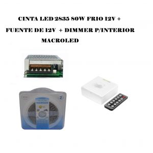 CINTA LED 2835 80W FRIO 12V + FUENTE DE 12V + DIMMER P / INTERIOR MACROLED - Vista 1