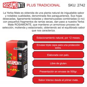 PAQUETE YERBA ROSAMONTE PLUS 500 GR - Vista 1