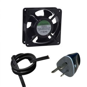 TURBINA 120X120 220V + 1 MTS BIPOLAR NEGRO + 1 FICHAS MACHO AXIAL