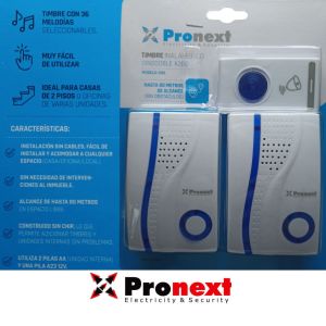 TIMBRE DOBLE INALAMBRICO S/CODIFICAR 80MTS PRONEXT - Vista 2