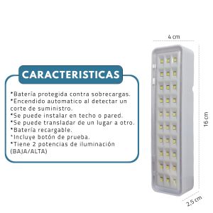 LUZ DE EMERGENCIA 30 LED AUTONOMA CANDELA - Vista 4