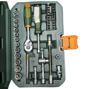 SET VALIJA TUBOS + LLAVES CRIQUE + PUNTAS DESTORNILLADOR - 45 PIEZAS - JADEVER