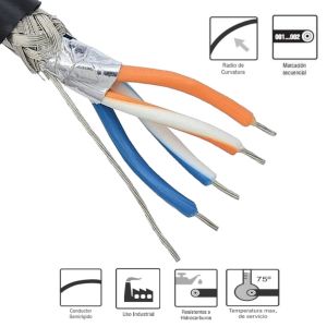 CABLE MULTIPAR DE INSTRUMENTACIÓN BLINDADO RS 485 2 PARES 24 AWG - Vista 1