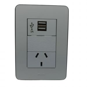 LLAVE TOMA 10A Y USB DOBLE 3 AMP JELUZ VERONA MITO BL/NG