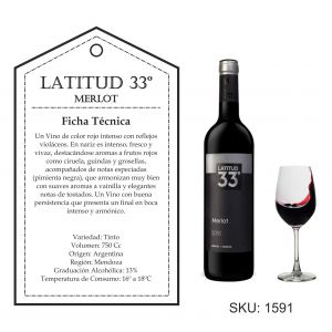 VINO LATITUD 33º MERLOT 750 CC - Vista 1