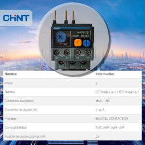 RELEVO TERMICO 7 - 10A P/ MINI CONTACTOR (NXC 12M) CHINT - Vista 4