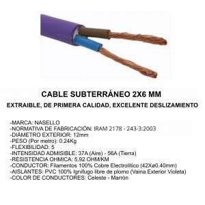 CABLE SUBTERRANEO 2X6 MM X METRO CONDUELEC - Vista 2