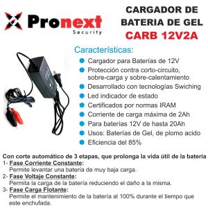 CARGADOR DE BATERIA DE GEL 12V 2 AMP C/ CORTE AUTOMATICO PRONEXT - Vista 1