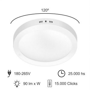 PANEL LED APLICAR REDONDO BLANCO 24W MACROLED - Vista 8