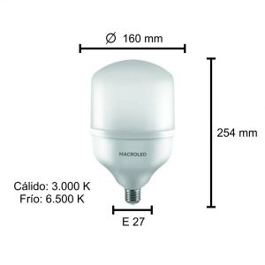 LAMPARA GALPONERA LED 60W E27 PVC MACROLED - Vista 4