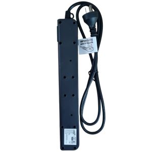 PROLONGADOR MULTIPLE 5 TOMAS NEGRO CON CABLE 1.5 MTS C/ PROTECTOR TERMICO - Vista 1