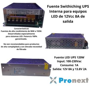 FUENTE SWITHICHING UPS INTERNA PARA EQUIPOS LED DE 12VCC 8A DE SALIDA - Vista 3