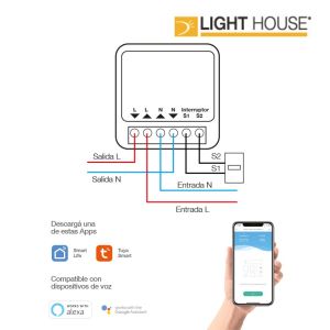 INTERRUPTOR WIFI HASTA 2200 W 10A LIGHT HOUSE - Vista 3