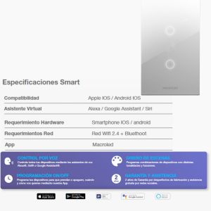 TECLA SMART ROMA MACROLED 2 CANALES CON CAPACITOR - Vista 2