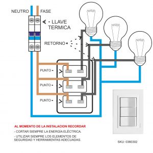 SET ARMADO  3 INTERRUPTORES (3 PUNTOS) LINEA URBANA EXULTT (OUTLET) - Vista 1