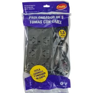 PROLONGADOR ZAPATILLA 6 TOMAS ESPECIAL C/CABLE 1.5 MTS EXULTT - Vista 13