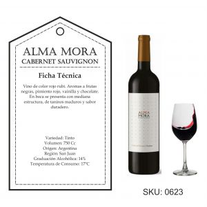 VINO ALMA MORA CABERNET SAUVIGNON 750 CC - Vista 1