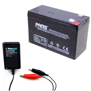 BATERIA DE GEL 12V 7 AH CON CARGADOR DE 12V 1 AH C/ CORTE AUTOMATICO PRONEXT