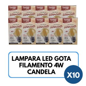 LAMPARA LED GOTA FILAMENTO 4W CANDELA X 10 UNIDADES - Vista 1